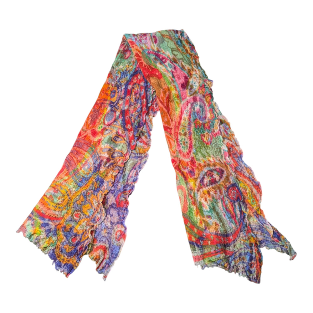 Scarf / Wrap With A Vibrant Multicolored Paisley Print Pattern Festival EUC